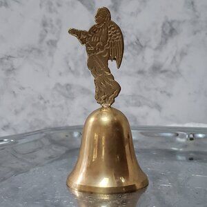 Vtg. Retro Countertop Tabletop Accent Brass Bell Angel Decor MCM EUC